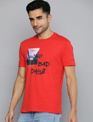 Levis printed red cotton t shirt