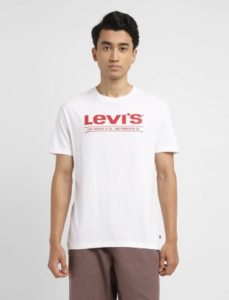 Levis white half sleeve casual t-shirt