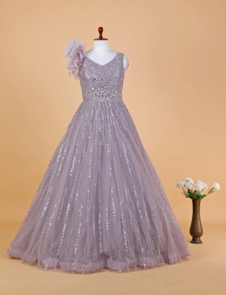 Light purple reception gown in net