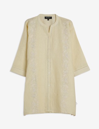 Light yellow embroidery top in cotton