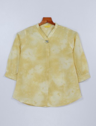 Light yellow georgette printed top