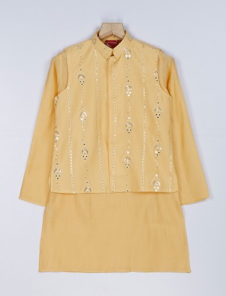 Light yellow silk waistcoat set for boys