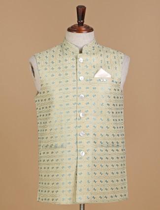 Light yellow silk waistcoat with embroidery