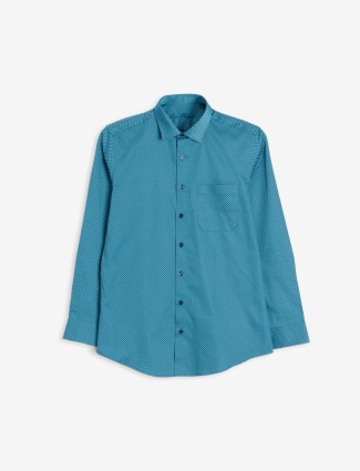 Louis Philippe blue cotton printed shirt