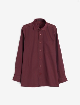 Louis Philippe cotton wine plain shirt