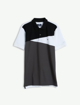 Louis Philippe dark grey color block t shirt