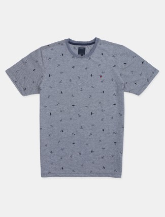 Louis Philippe grey printed cotton t-shirt