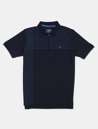 Louis Philippe navy stripe slim fit cotton t-shirt
