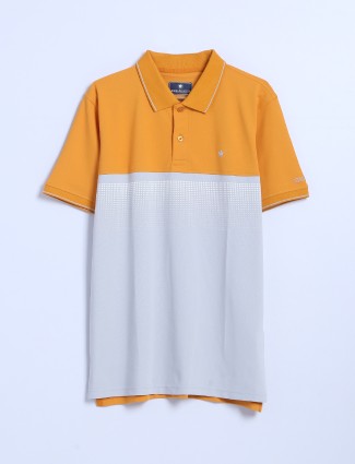 Louis Philippe orange and grey polo t shirt