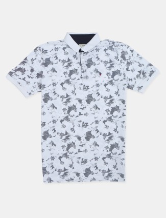 Louis Philippe polo t-shirt in printed white