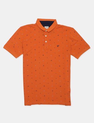 Louis Philippe printed orange polo t-shirt