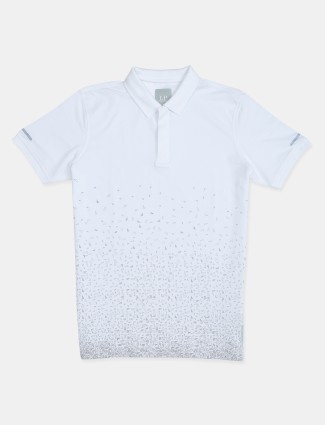 Louis Philippe printed white casual polo t-shirt