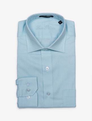 Louis Philippe sky blue texture cotton shirt