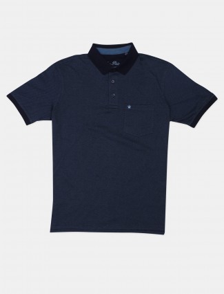 Louis Philippe solid blue casual polo t-shirt