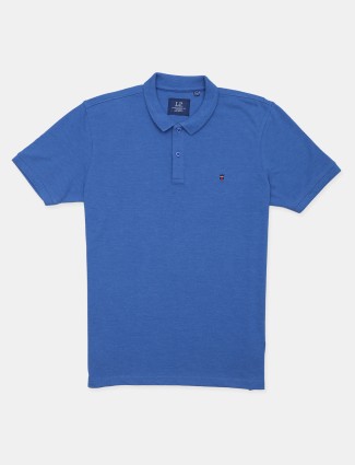 Louis Philippe solid blue cotton casual wear t-shirt