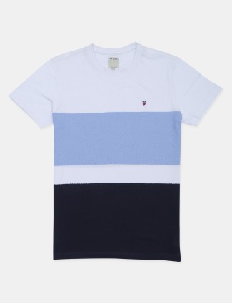 Louis Philippe solid white cotton casual t-shirt