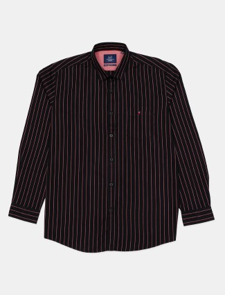 Louis Philippe stripe cotton black cotton casual shirt