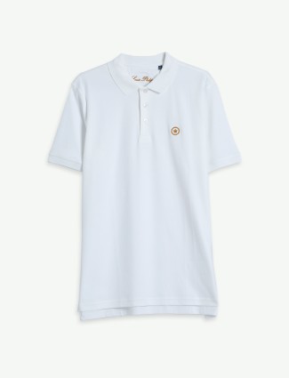Louis Philippe white cotton half sleeve t shirt