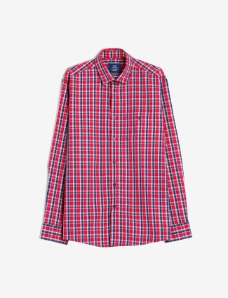 LP checks casual cotton red shirt