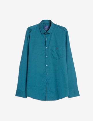 LP teal blue cotton plain casual shirt