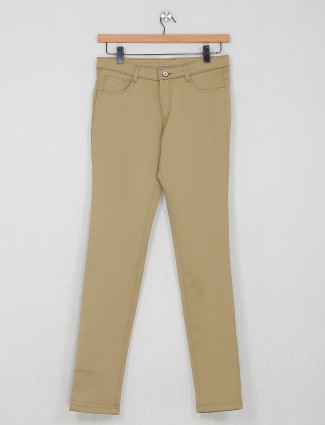 Macrame khaki colored solid trouser