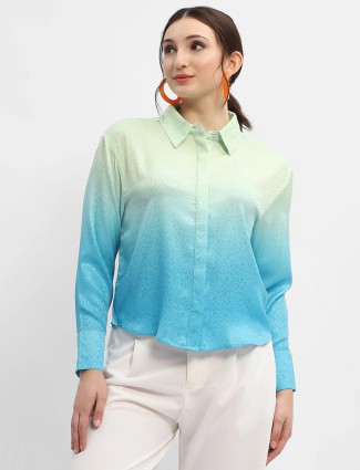 MADAME green and blue ombre style shirt
