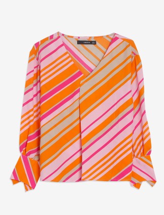 Madame orange and pink stripe top