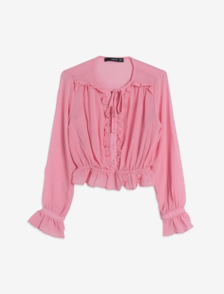 Madame pink georgette full sleeves top