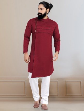 Maroon hue festive wear kurta set
