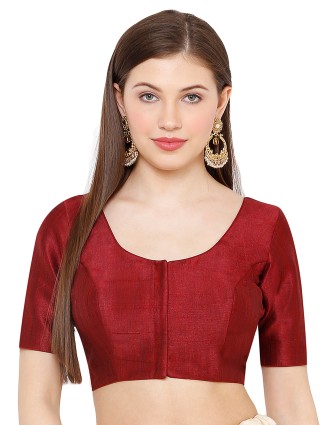 Maroon plain blouse in silk