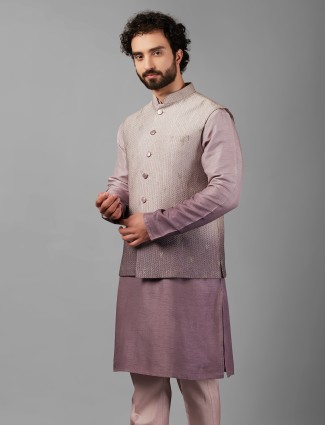 Mauve purple shaded silk waistcoat set