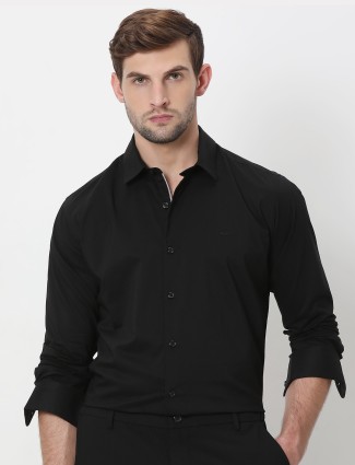MUFTI black plain cotton shirt