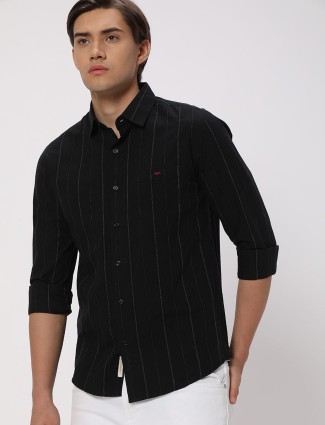Mufti black stripe full sleeve cotton shirt