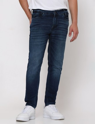 Mufti ink blue washed ankle length jeans