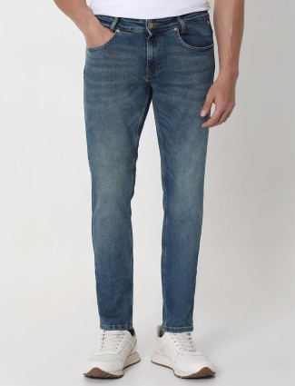 MUFTI light blue skinny fit washed jeans