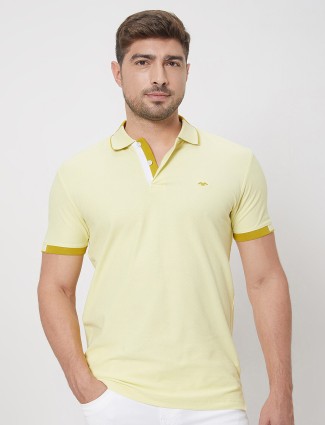 Mufti light yellow plain t-shirt
