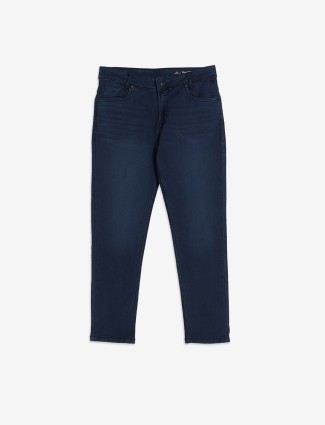MUFTI navy ankle length washed jeans