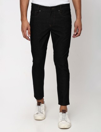Mufti solid black ankle length trouser