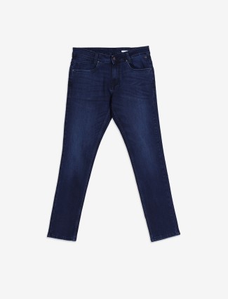 MUFTI washed navy skinny fit jeans