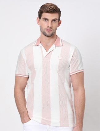 MUFTI white and pink stripe t-shirt