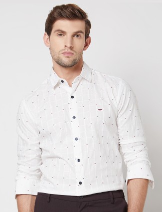 MUFTI white cotton checks shirt