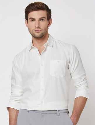 MUFTI white plain cotton casual shirt