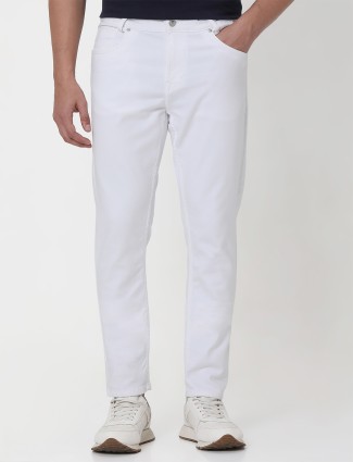 MUFTI white solid jeans