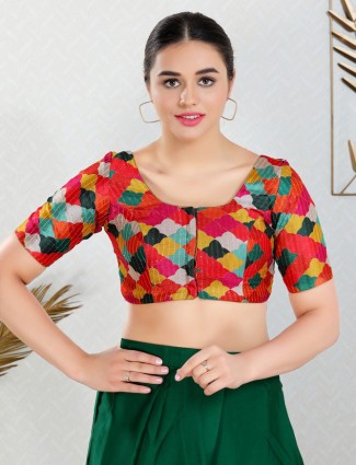 Multi color art silk blouse