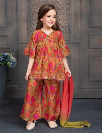 Multi color printed palazzo suit in silk