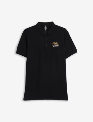 Mymera black cotton polo t shirt