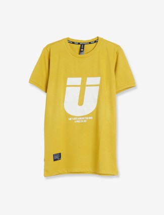 Mymera mustard yellow printed t shirt