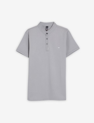 Mymera plain grey cotton slim fit t shirt
