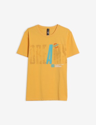 Mymera printed cotton yellow t shirt