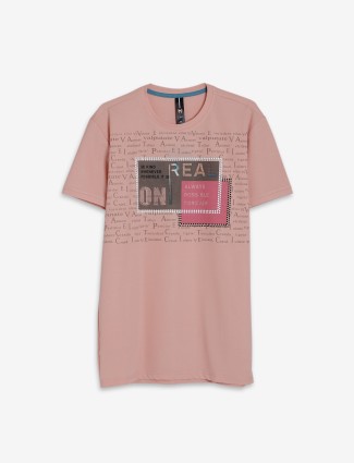 Mymera printed peach cotton t shirt